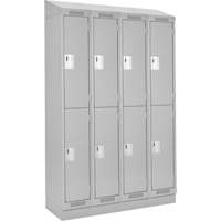 Casiers Clean Line, 2 niveaux, Bloc de 4, 48" x 18" x 82", Acier, Gris, Rivet (assembl&eacute;) Helyx Safety & Industrial Supplies