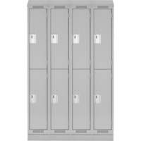 Casiers Clean Line, 2 niveaux, Bloc de 4, 48" x 18" x 82", Acier, Gris, Rivet (assembl&eacute;) Helyx Safety & Industrial Supplies