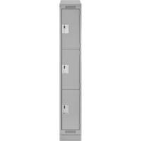 Clean Line Lockers, 3 -tier, 12" x 18" x 82", Steel, Grey, Rivet (Assembled) Helyx Safety & Industrial Supplies