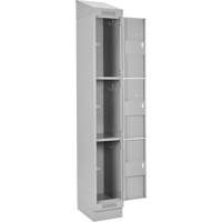 Casiers Clean Line, 3 niveaux, Bloc de 4, 48" x 18" x 82", Acier, Gris, Rivet (assembl&eacute;) Helyx Safety & Industrial Supplies