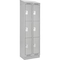 Casiers Clean Line, 3 niveaux, Bloc de 2, 24" x 18" x 82", Acier, Gris, Rivet (assembl&eacute;) Helyx Safety & Industrial Supplies
