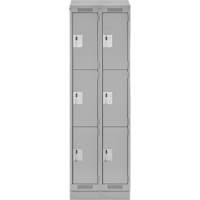 Casiers Clean Line, 3 niveaux, Bloc de 2, 24" x 18" x 82", Acier, Gris, Rivet (assembl&eacute;) Helyx Safety & Industrial Supplies