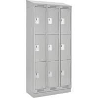 Casiers Clean Line, 3 niveaux, Bloc de 3, 36" x 18" x 82", Acier, Gris, Rivet (assembl&eacute;) Helyx Safety & Industrial Supplies