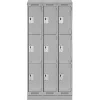 Casiers Clean Line, 3 niveaux, Bloc de 3, 36" x 18" x 82", Acier, Gris, Rivet (assembl&eacute;) Helyx Safety & Industrial Supplies