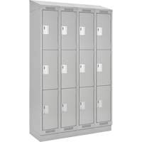 Casiers Clean Line, 3 niveaux, Bloc de 4, 48" x 18" x 82", Acier, Gris, Rivet (assembl&eacute;) Helyx Safety & Industrial Supplies