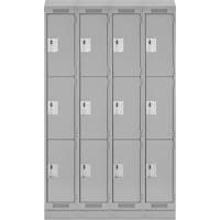 Casiers Clean Line, 3 niveaux, Bloc de 4, 48" x 18" x 82", Acier, Gris, Rivet (assembl&eacute;) Helyx Safety & Industrial Supplies