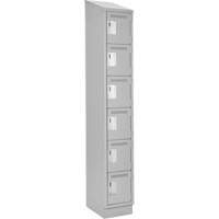 Petits casiers Clean Line, 6 niveaux, 12" x 18" x 82", Acier, Gris, Rivet (assembl&eacute;) Helyx Safety & Industrial Supplies