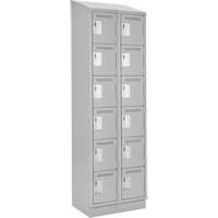 Petits casiers Clean Line, 6 niveaux, Bloc de 2, 24" x 18" x 82", Acier, Gris, Rivet (assembl&eacute;) Helyx Safety & Industrial Supplies