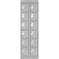 Petits casiers Clean Line, 6 niveaux, Bloc de 2, 24" x 18" x 82", Acier, Gris, Rivet (assembl&eacute;) Helyx Safety & Industrial Supplies