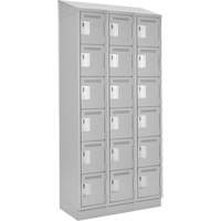 Petits casiers Clean Line, 6 niveaux, Bloc de 3, 36" x 18" x 82", Acier, Gris, Rivet (assembl&eacute;) Helyx Safety & Industrial Supplies