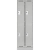 Casiers Clean Line, 2 niveaux, Bloc de 2, 24" x 18" x 76", Acier, Gris, Rivet (assembl&eacute;) Helyx Safety & Industrial Supplies