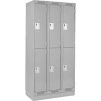 Casiers Clean Line, 2 niveaux, Bloc de 3, 36" x 18" x 76", Acier, Gris, Rivet (assembl&eacute;) Helyx Safety & Industrial Supplies