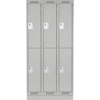 Casiers Clean Line, 2 niveaux, Bloc de 3, 36" x 18" x 76", Acier, Gris, Rivet (assembl&eacute;) Helyx Safety & Industrial Supplies