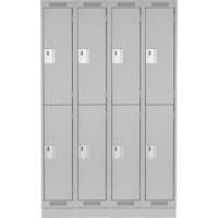 Casiers Clean Line, 2 niveaux, Bloc de 4, 48" x 18" x 76", Acier, Gris, Rivet (assembl&eacute;) Helyx Safety & Industrial Supplies