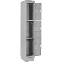 Casiers Clean Line, 3 niveaux, Bloc de 4, 48" x 18" x 76", Acier, Gris, Rivet (assembl&eacute;) Helyx Safety & Industrial Supplies