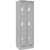 Casiers Clean Line, 3 niveaux, Bloc de 2, 24" x 18" x 76", Acier, Gris, Rivet (assembl&eacute;) Helyx Safety & Industrial Supplies