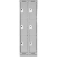 Casiers Clean Line, 3 niveaux, Bloc de 2, 24" x 18" x 76", Acier, Gris, Rivet (assembl&eacute;) Helyx Safety & Industrial Supplies