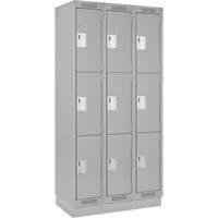 Casiers Clean Line, 3 niveaux, Bloc de 3, 36" x 18" x 76", Acier, Gris, Rivet (assembl&eacute;) Helyx Safety & Industrial Supplies