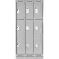 Casiers Clean Line, 3 niveaux, Bloc de 3, 36" x 18" x 76", Acier, Gris, Rivet (assembl&eacute;) Helyx Safety & Industrial Supplies