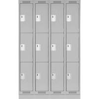 Casiers Clean Line, 3 niveaux, Bloc de 4, 48" x 18" x 76", Acier, Gris, Rivet (assembl&eacute;) Helyx Safety & Industrial Supplies