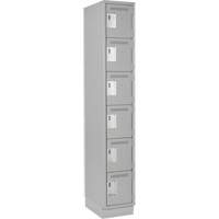 Clean Line Lockerette, 6 -tier, 12" x 18" x 76", Steel, Grey, Rivet (Assembled) Helyx Safety & Industrial Supplies