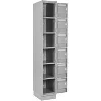 Petits casiers Clean Line, 6 niveaux, Bloc de 4, 48" x 18" x 76", Acier, Gris, Rivet (assembl&eacute;) Helyx Safety & Industrial Supplies