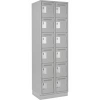 Petits casiers Clean Line, 6 niveaux, Bloc de 2, 24" x 18" x 76", Acier, Gris, Rivet (assembl&eacute;) Helyx Safety & Industrial Supplies
