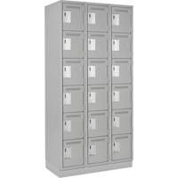 Petits casiers Clean Line, 6 niveaux, Bloc de 3, 36" x 18" x 76", Acier, Gris, Rivet (assembl&eacute;) Helyx Safety & Industrial Supplies