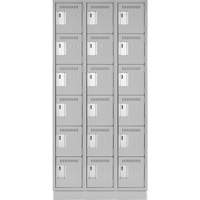 Petits casiers Clean Line, 6 niveaux, Bloc de 3, 36" x 18" x 76", Acier, Gris, Rivet (assembl&eacute;) Helyx Safety & Industrial Supplies