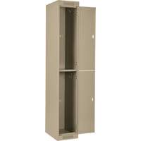 Casiers Clean Line, 2 niveaux, Bloc de 4, 48" x 18" x 72", Acier, Beige, Rivet (assembl&eacute;) Helyx Safety & Industrial Supplies