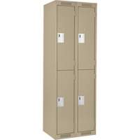 Casiers Clean Line, 2 niveaux, Bloc de 2, 24" x 18" x 72", Acier, Beige, Rivet (assembl&eacute;) Helyx Safety & Industrial Supplies