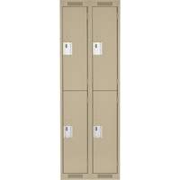 Casiers Clean Line, 2 niveaux, Bloc de 2, 24" x 18" x 72", Acier, Beige, Rivet (assembl&eacute;) Helyx Safety & Industrial Supplies