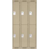 Casiers Clean Line, 2 niveaux, Bloc de 3, 36" x 18" x 72", Acier, Beige, Rivet (assembl&eacute;) Helyx Safety & Industrial Supplies