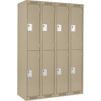Casiers Clean Line, 2 niveaux, Bloc de 4, 48" x 18" x 72", Acier, Beige, Rivet (assembl&eacute;) Helyx Safety & Industrial Supplies