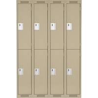 Casiers Clean Line, 2 niveaux, Bloc de 4, 48" x 18" x 72", Acier, Beige, Rivet (assembl&eacute;) Helyx Safety & Industrial Supplies