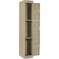 Casiers Clean Line, 3 niveaux, Bloc de 4, 48" x 18" x 72", Acier, Beige, Rivet (assembl&eacute;) Helyx Safety & Industrial Supplies