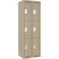 Casiers Clean Line, 3 niveaux, Bloc de 2, 24" x 18" x 72", Acier, Beige, Rivet (assembl&eacute;) Helyx Safety & Industrial Supplies