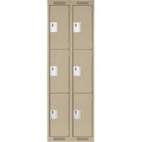 Casiers Clean Line, 3 niveaux, Bloc de 2, 24" x 18" x 72", Acier, Beige, Rivet (assembl&eacute;) Helyx Safety & Industrial Supplies