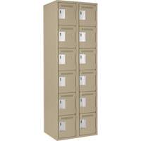 Petits casiers Clean Line, 6 niveaux, Bloc de 2, 24" x 18" x 72", Acier, Beige, Rivet (assembl&eacute;) Helyx Safety & Industrial Supplies