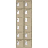 Petits casiers Clean Line, 6 niveaux, Bloc de 2, 24" x 18" x 72", Acier, Beige, Rivet (assembl&eacute;) Helyx Safety & Industrial Supplies