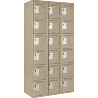 Petits casiers Clean Line, 6 niveaux, Bloc de 3, 36" x 18" x 72", Acier, Beige, Rivet (assembl&eacute;) Helyx Safety & Industrial Supplies
