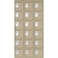 Petits casiers Clean Line, 6 niveaux, Bloc de 3, 36" x 18" x 72", Acier, Beige, Rivet (assembl&eacute;) Helyx Safety & Industrial Supplies