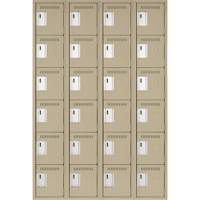 Petits casiers Clean Line, 6 niveaux, Bloc de 4, 48" x 18" x 72", Acier, Beige, Rivet (assembl&eacute;) Helyx Safety & Industrial Supplies