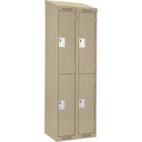 Casiers Clean Line, 2 niveaux, Bloc de 2, 24" x 18" x 78", Acier, Beige, Rivet (assembl&eacute;) Helyx Safety & Industrial Supplies