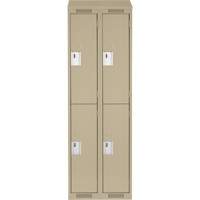 Casiers Clean Line, 2 niveaux, Bloc de 2, 24" x 18" x 78", Acier, Beige, Rivet (assembl&eacute;) Helyx Safety & Industrial Supplies
