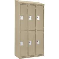 Casiers Clean Line, 2 niveaux, Bloc de 3, 36" x 18" x 78", Acier, Beige, Rivet (assembl&eacute;) Helyx Safety & Industrial Supplies