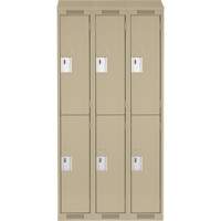 Casiers Clean Line, 2 niveaux, Bloc de 3, 36" x 18" x 78", Acier, Beige, Rivet (assembl&eacute;) Helyx Safety & Industrial Supplies