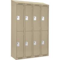 Casiers Clean Line, 2 niveaux, Bloc de 4, 48" x 18" x 78", Acier, Beige, Rivet (assembl&eacute;) Helyx Safety & Industrial Supplies