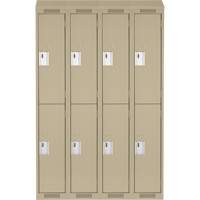 Casiers Clean Line, 2 niveaux, Bloc de 4, 48" x 18" x 78", Acier, Beige, Rivet (assembl&eacute;) Helyx Safety & Industrial Supplies