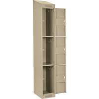Casiers Clean Line, 3 niveaux, Bloc de 4, 48" x 18" x 78", Acier, Beige, Rivet (assembl&eacute;) Helyx Safety & Industrial Supplies